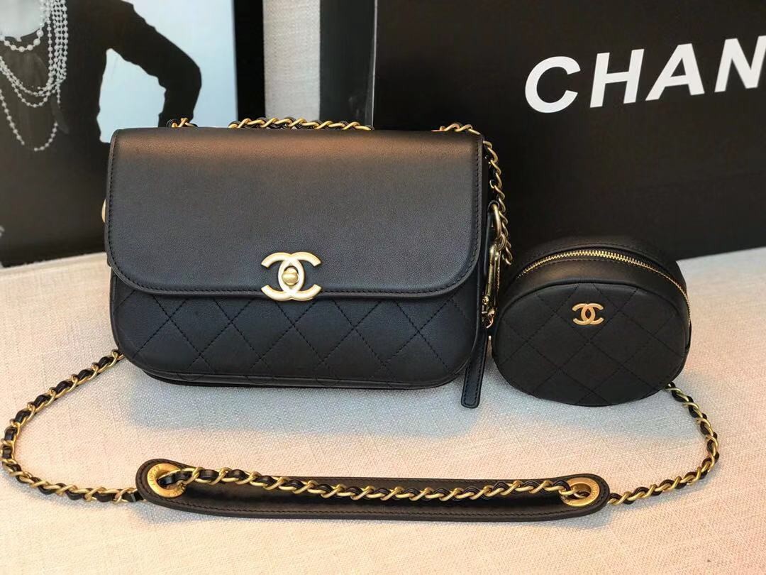 Imitation High Quality Chanel Original Leather Bag C5787 Black HY7103Bo39
