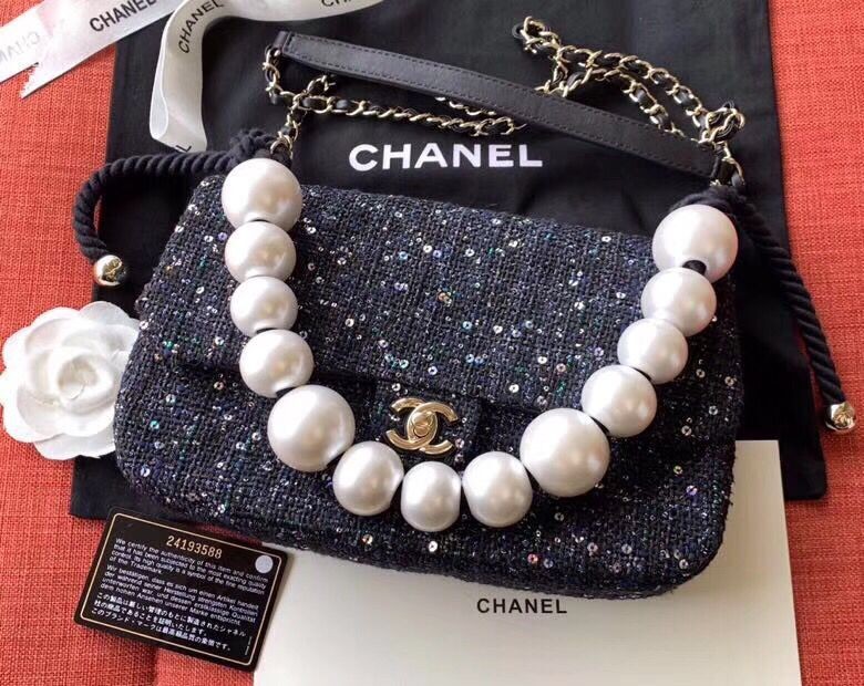 Imitation High Quality Chanel Original Pearl Shoulder Strap Bag A1112 Black HY21338Bo39