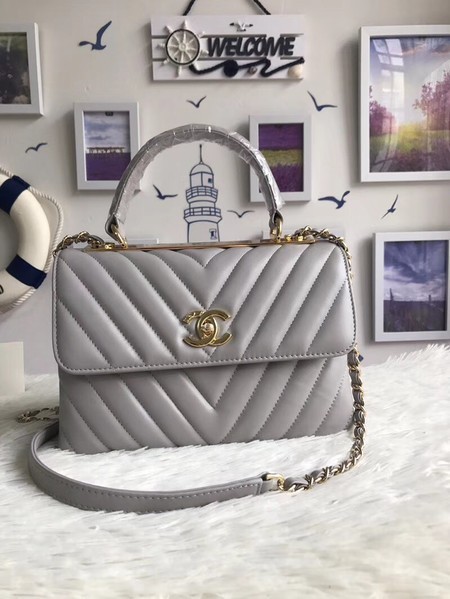 Imitation High Quality Chanel Original Sheepskin Leather Tote Bag A92236 grey Gold Buckle HY58HH94