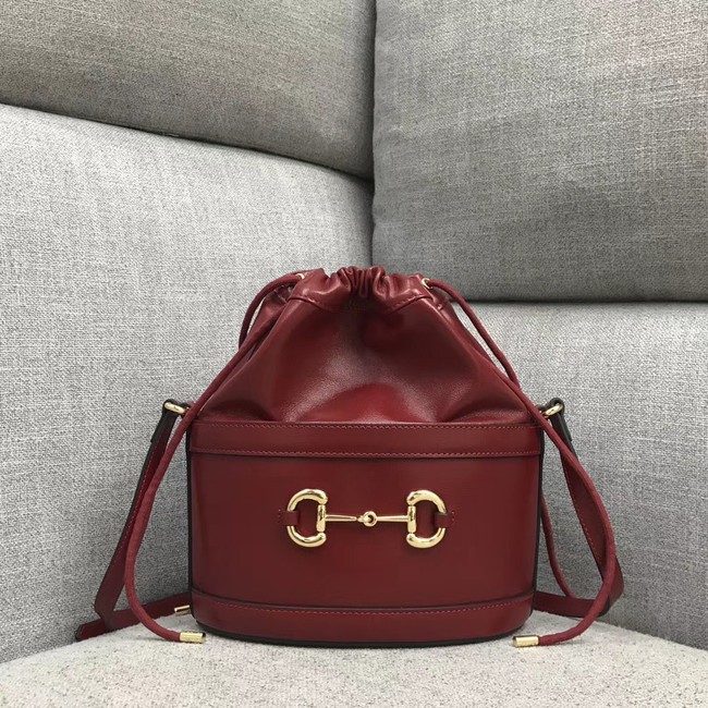 Imitation High Quality Gucci 1955 Horsebit bucket bag 602118 red HY23053HH94