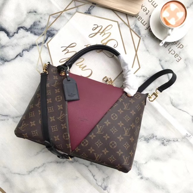 Imitation Louis Vuitton Monogram Canvas original V TOTE MM M43949 Bordeaux Red HY19192Dl40
