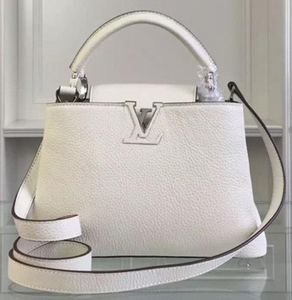 Imitation Louis Vuitton Original Taurillon Leather CAPUCINES BB Bag M90294 White HY17924SU87