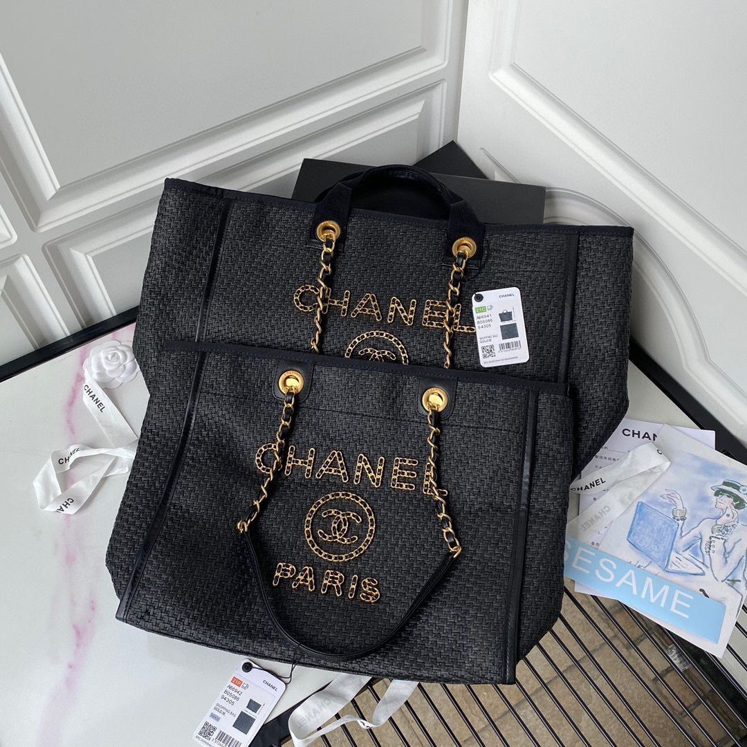 Imitation Top Chanel Large Weave Shopping Bag A66941 Black HY4422tr16