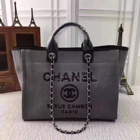 Knockoff AAAAA Chanel Canvas Tote Shopping Bag A68046 Grey HY20804Jc39