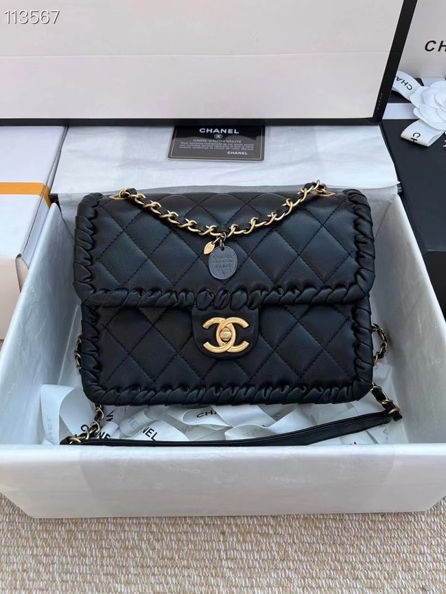 Knockoff AAAAA Chanel Classic Flap Shoulder Bag Original Sheepskin leather AS6075 black HY729Jc39