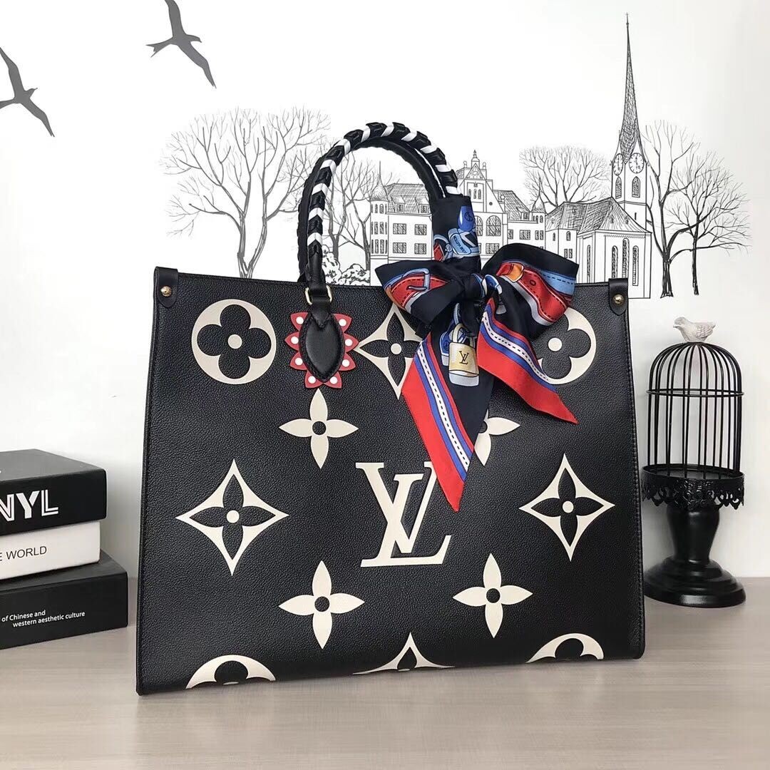 Knockoff AAAAA Louis Vuitton Original Leather Crafty ONTHEGO GM Bag M45373 Black HY20439Jc39