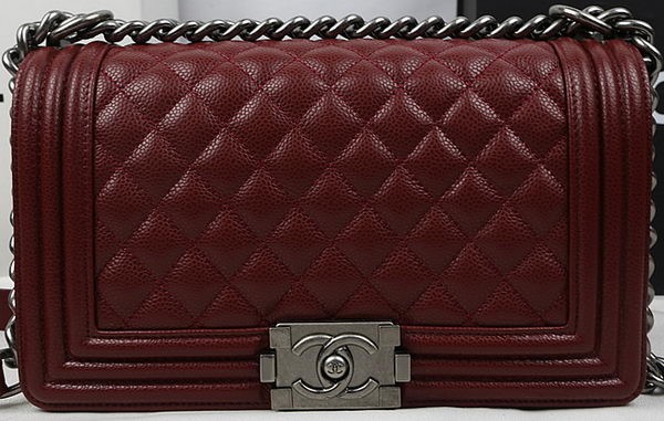 Knockoff Boy Chanel Flap Bag Original Burgundy Cannage Pattern A67025 Silver HY20470Lg61