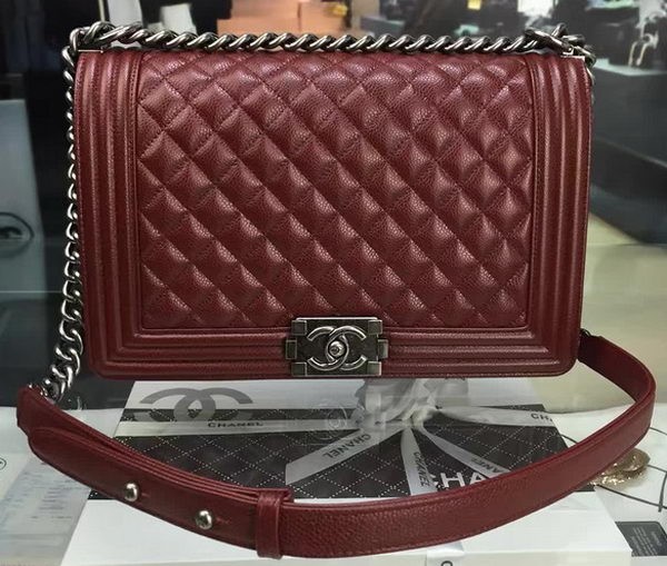 Knockoff Boy Chanel Flap Bags Original Wine Cannage Pattern A67088 Silver HY5749eF76