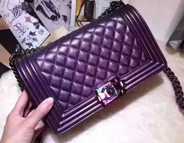 Knockoff Boy Chanel Flap Shoulder Bag Original Leather A67086 Purple HY16514tp21