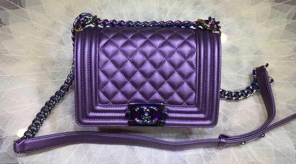 Knockoff Boy Chanel Flap Shoulder Bag Original Sheepskin Leather A67085 Violet HY21809eF76