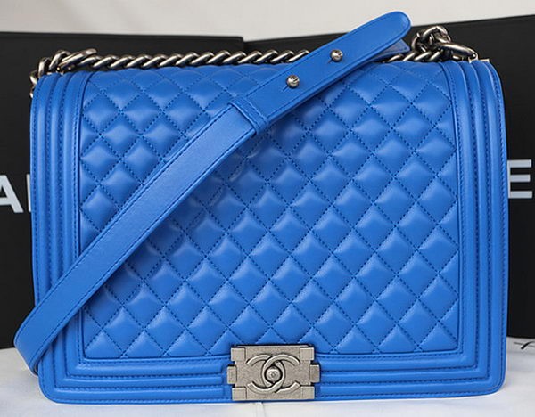 Knockoff Boy Chanel Flap Shoulder Bag Original Sheepskin Leather A67087 Blue HY24172fY84
