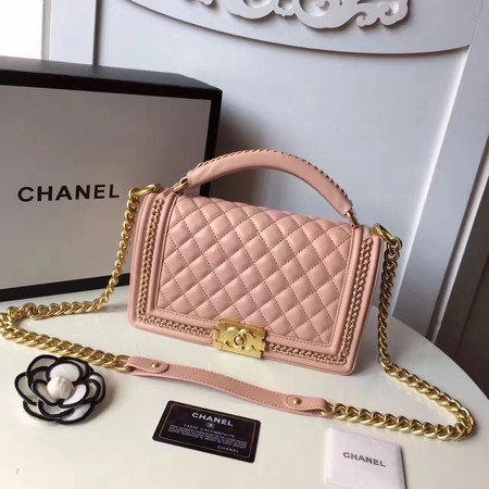 Knockoff Boy Chanel Top Handle Flap Bag Original Sheepskin Leather A94804 Pink HY8669eF76