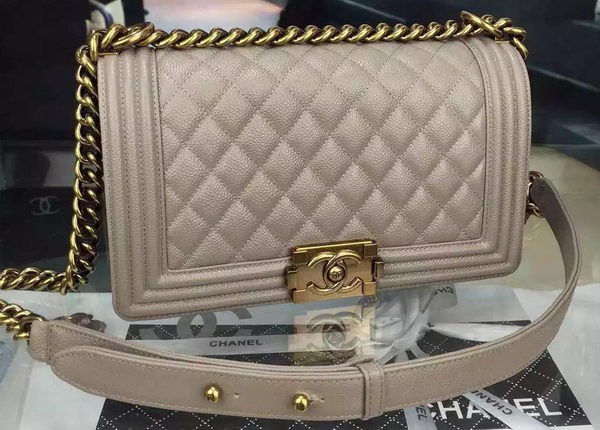 Knockoff Chanel Boy Flap Shoulder Bag Grey Original Calfskin Leather A8708 Bronze HY26147yN38