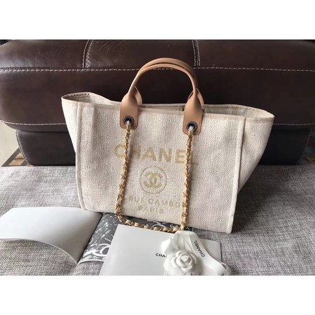 Knockoff Chanel Canvas Original Leather Shoulder Shopping Bag A2369 creamy HY4827fY84