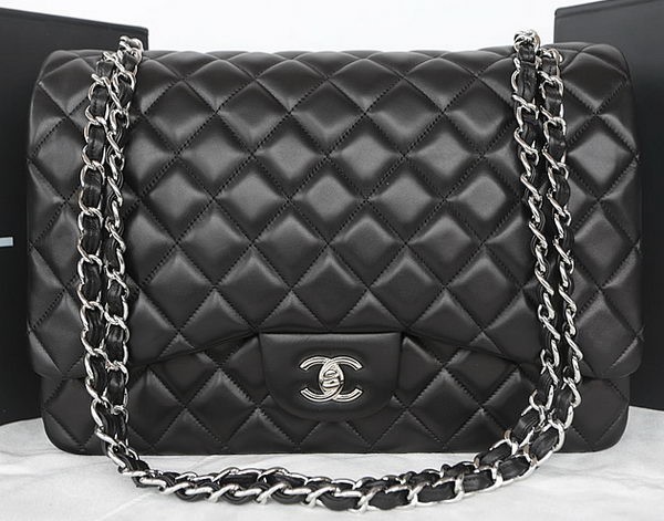 Knockoff Chanel Classic Flap Bag Black Original Sheepskin Leather CFA1116 Silver HY8842fY84