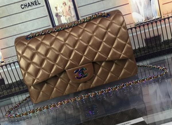 Knockoff Chanel Classic Flap Bag Original Deerskin Leather A1113 Bronze HY4524vf92
