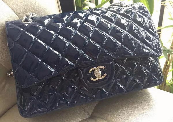 Knockoff Chanel Classic Flap Bag Royal Original Patent Leather A1113 Silver HY25945Lg61