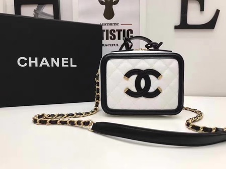 Knockoff Chanel Cosmetic Bag Original Cannage Pattern A93341 White HY3328WW40
