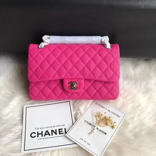 Knockoff Chanel Flap Shoulder Bag Original Deer leather A1112 rose silver chain HY3794vf92