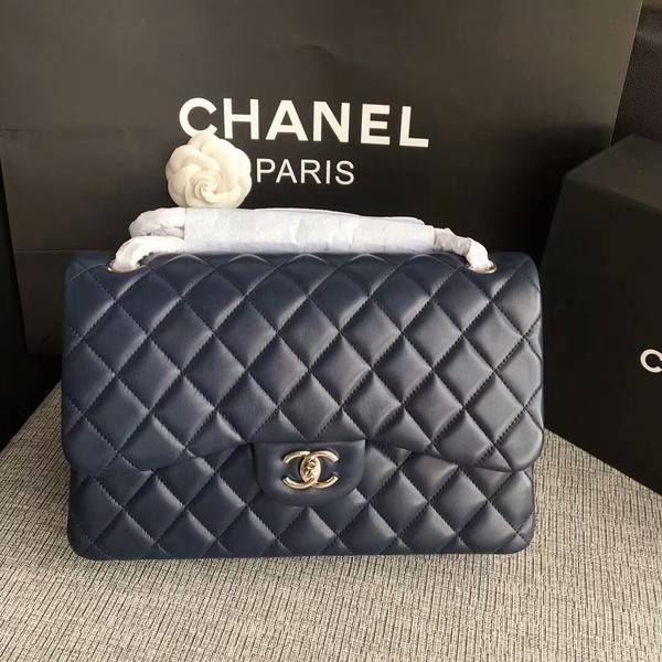 Knockoff Chanel Flap Shoulder Bags Dark Blue Original Lambskin Leather CF1113 Silver HY14641Ez66