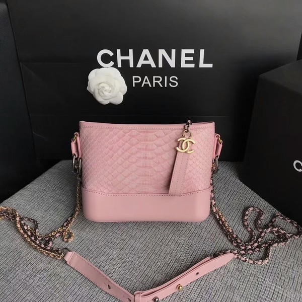 Knockoff Chanel Gabrielle Mini Shoulder Bag Original Python Leather 8122A Pink HY24893cS18