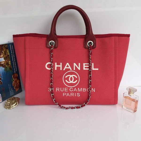 Knockoff Chanel Large Canvas Tote Shopping Bag A68046 Rose HY24902fY84
