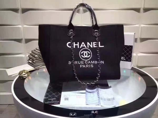 Knockoff Chanel Large Canvas Tote Shopping Bag CNA1679 Black HY477iV87