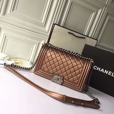 Knockoff Chanel Le Boy Flap Shoulder Bag Original Sheepskin Leather 67086 Bronze HY23086NL80
