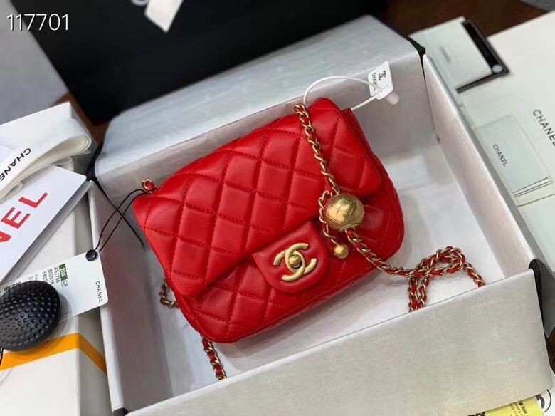 Knockoff Chanel MINI Flap Bag Original Sheepskin Leather AS1786 Red HY282yK94