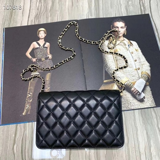 Knockoff Chanel Original Sheepskin Leather Shoulder Bag 33815 Black HY4097fY84