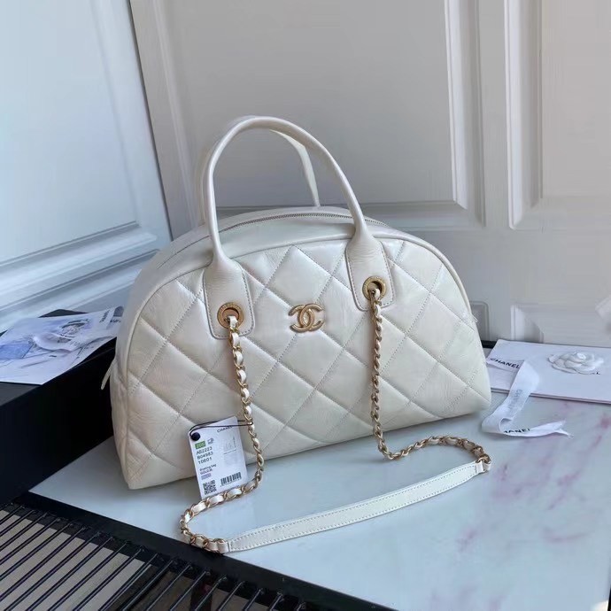 Knockoff Chanel Original Sheepskin Leather Travel Bag Black AS2223 whte HY7017fY84