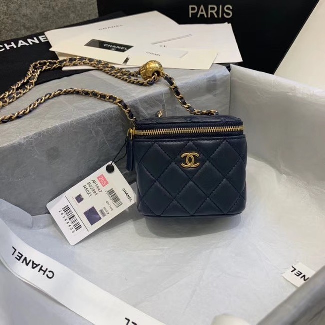 Knockoff Chanel Original Small classic chain box handbag AP1447 dark blue HY9042yK94