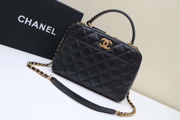 Knockoff Chanel Tote Bag Black Original Sheepskin Leather A92239 Gold HY23768WW40