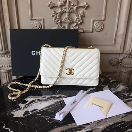 Knockoff Chanel WOC Original Sheepskin Leather Shoulder Bag 33814 Offwhite HY20878cS18