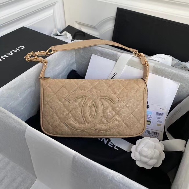 Knockoff Fashion Chanel Original Caviar Leather Classic Bag 36988 Beige HY25641NL80