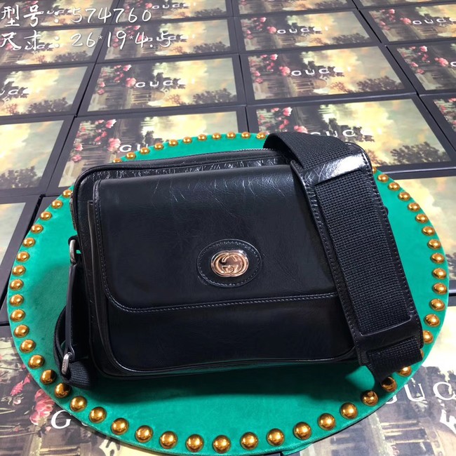 Knockoff Gucci GG Original Leather Messenger Bag 574760 black HY9923JF45