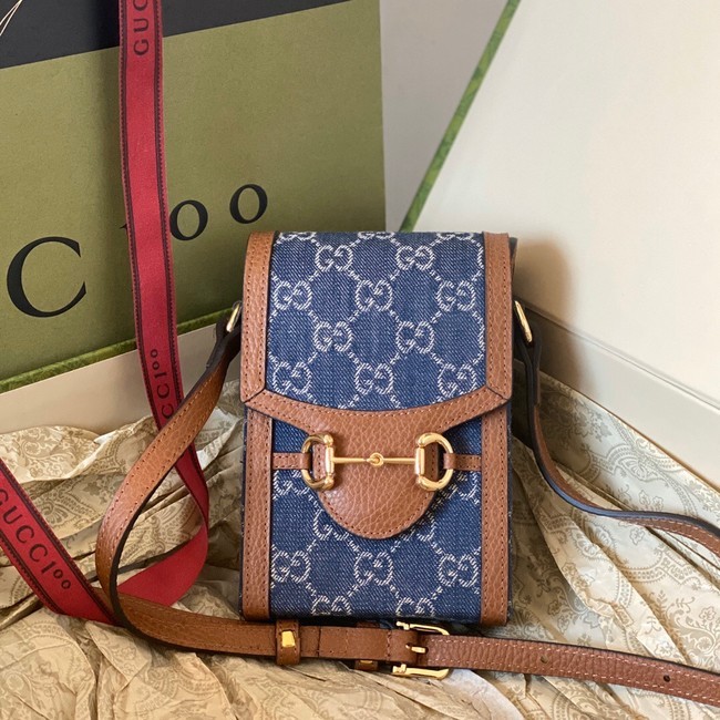 Knockoff Gucci Horsebit 1955 mini bag 625615 blue HY2646NL80