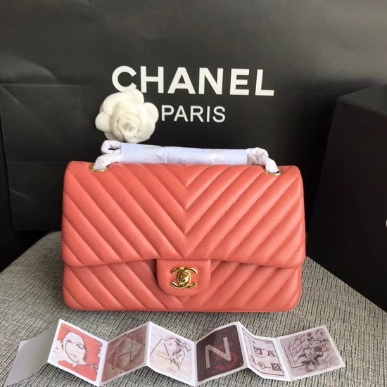 Knockoff High Quality Chanel Flap Original Lambskin Leather Shoulder Bag 1112V watermelon red gold chain HY4956FA65