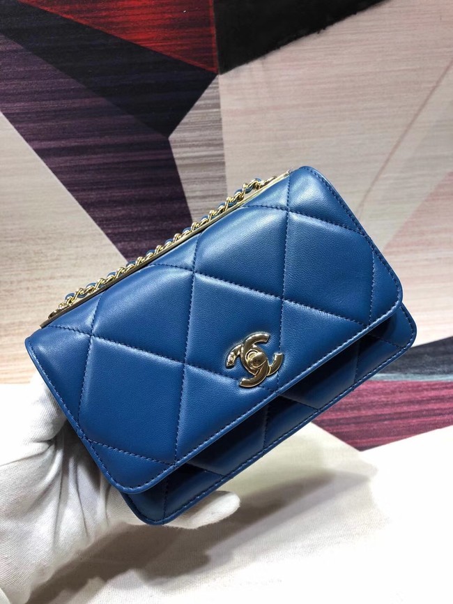 Knockoff High Quality Chanel Original Leather Shoulder Bag Blue A80982 Gold HY19556FA65
