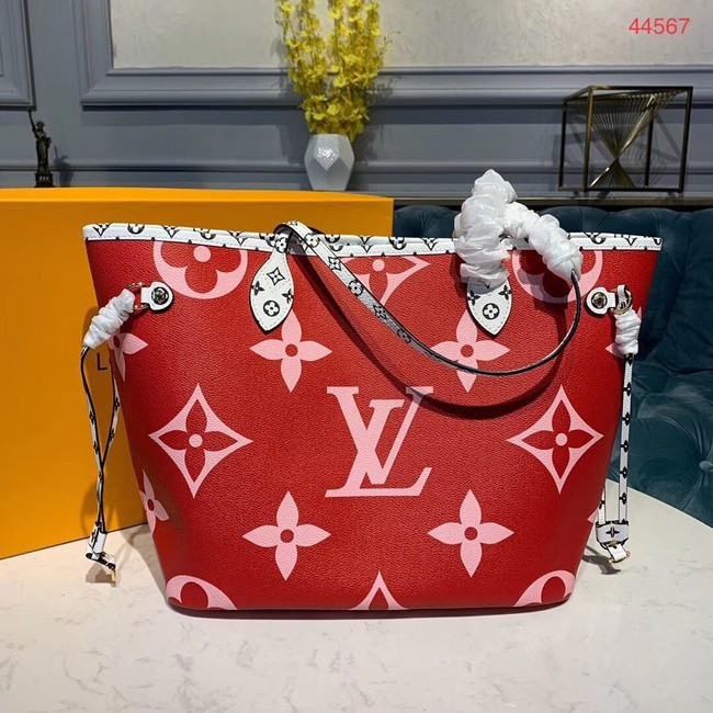 Knockoff Louis Vuitton Monogram Canvas Original Leather NEVERFULL MM M44567 Red HY14152yK94