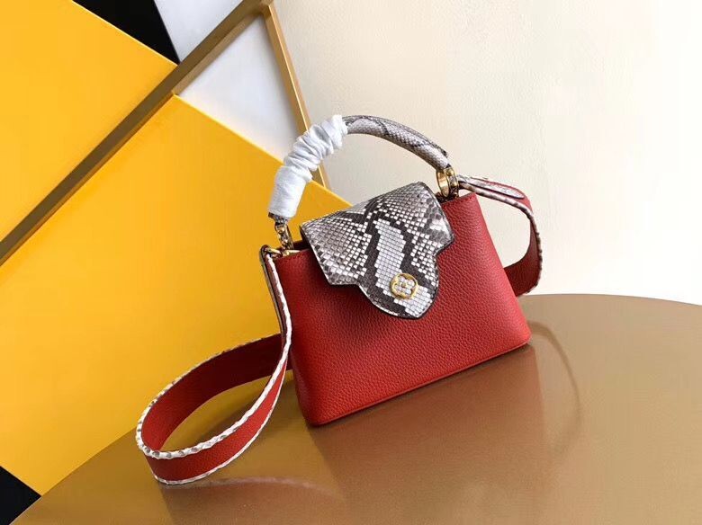 Louis Vuitton CAPUCINES PM Original Python Leather N80041 Red HY250Ag46