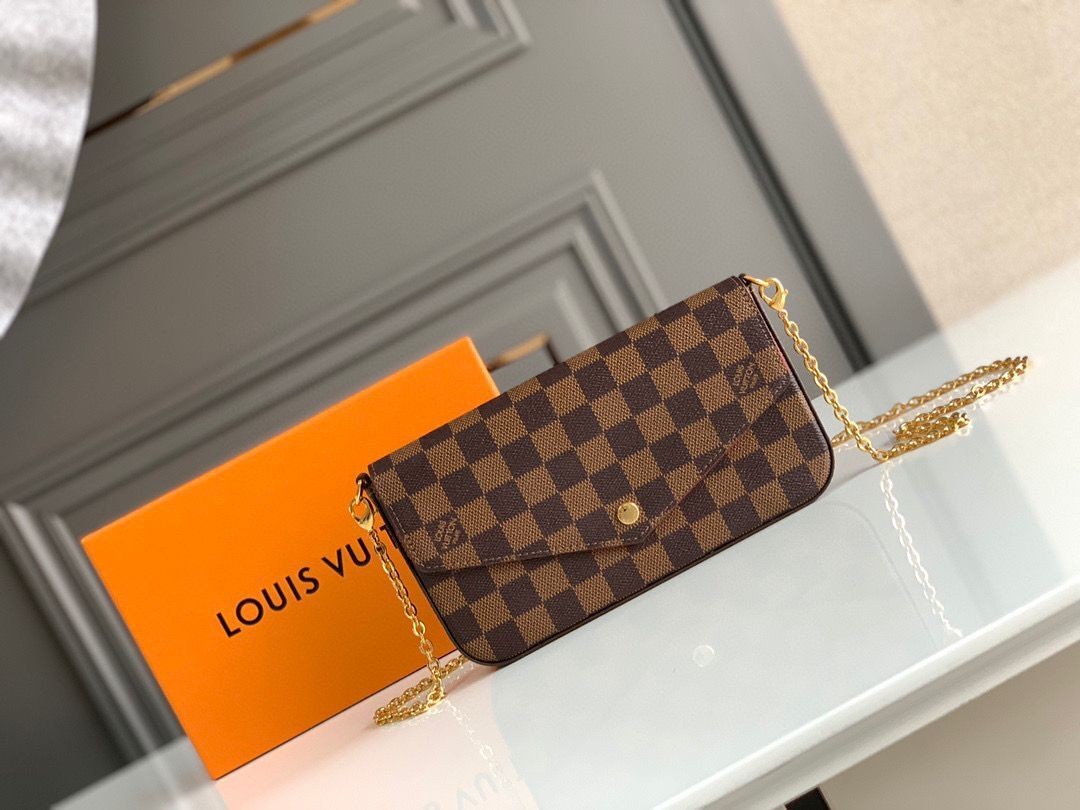 Louis Vuitton Damier Ebene Canvas Original Leather Pochette Bag N63032 Red HY15383PC54