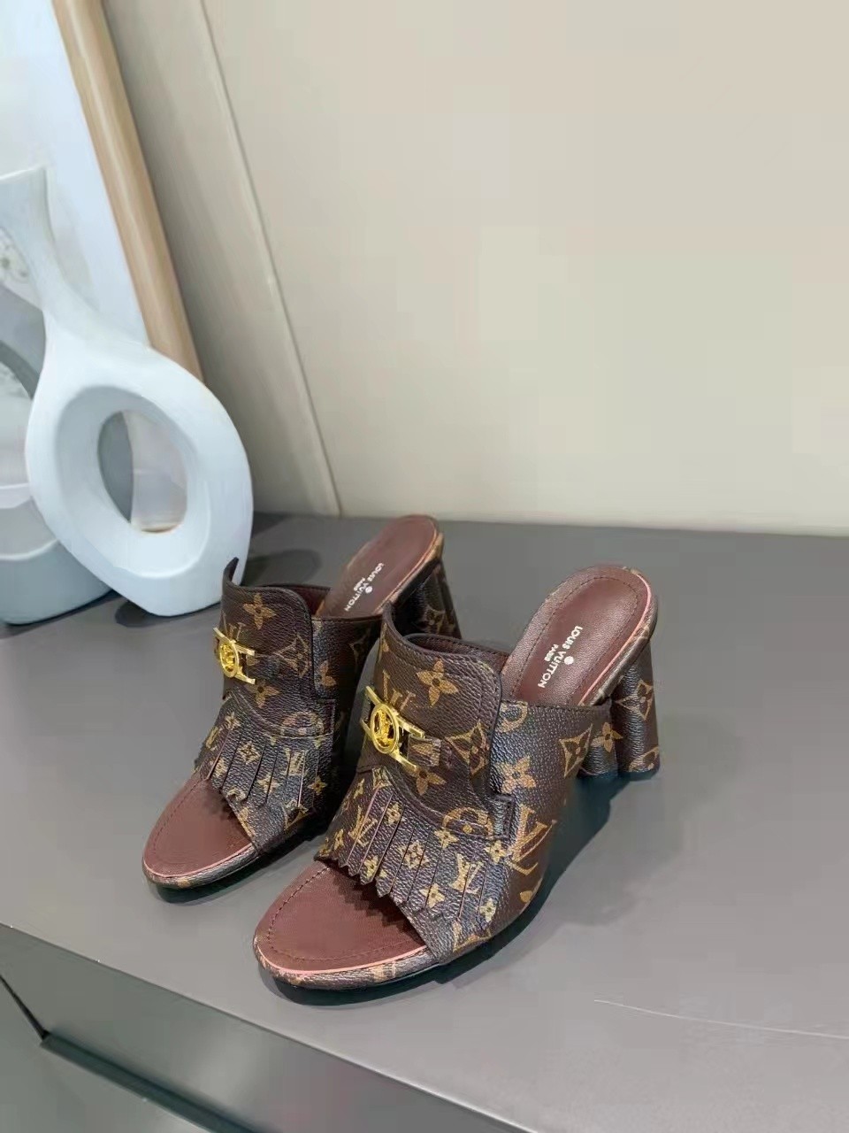 Louis Vuitton Monogram Canvas 7CM Or 10CM heels Slipper LV23017 HY3188Xw85