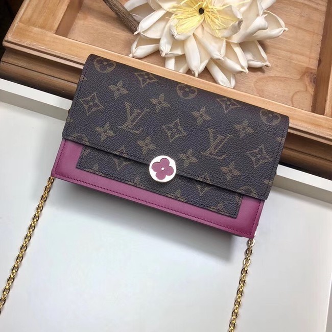 Louis Vuitton Monogram Canvas FLORE Chain Wallet M67404 Lie De Vin HY6010nU55