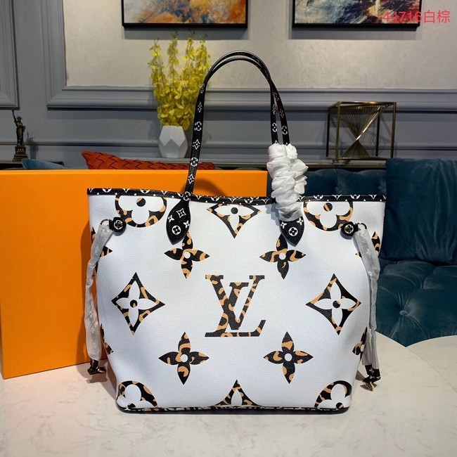 Louis Vuitton Monogram Canvas Original Leather NEVERFULL MM M44567 White HY4487rJ28