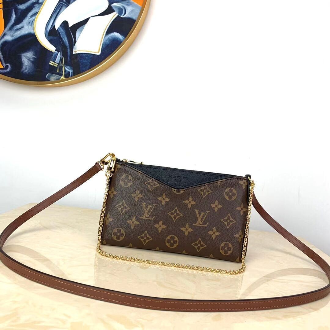 Louis Vuitton Monogram Canvas PALLAS Clutch Original Leather M41638 Black HY9302xh67