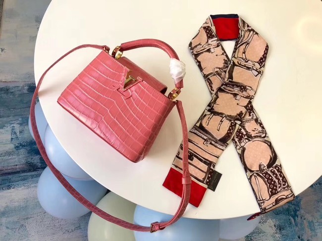 Louis vuitton original crocodile CAPUCINES PM M94587 pink HY12400vK93