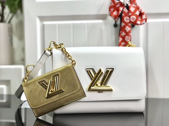 Louis vuitton original epi leather TWIST MM M50280 white&gold HY425fJ40