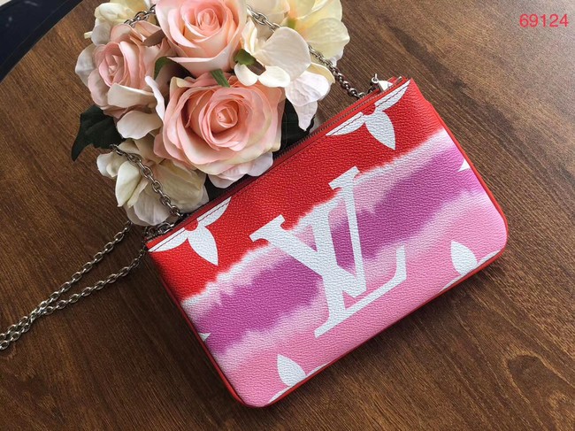 Louis vuitton original ESCALE POCHETTE DOUBLE ZIP clutch bag M69124 red HY18600Mn81