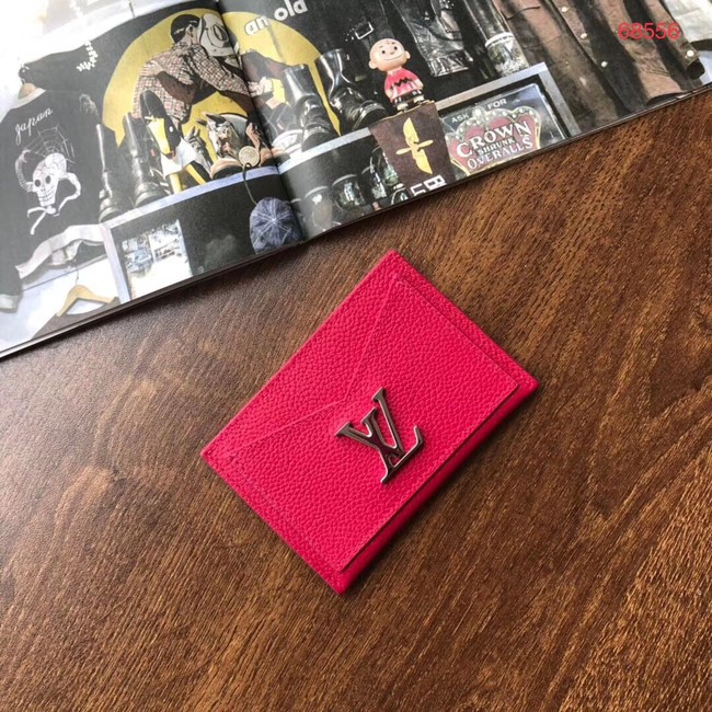 Louis vuitton original LOCKME CARD HOLDER M68555 Hot Pink HY13108Nw52